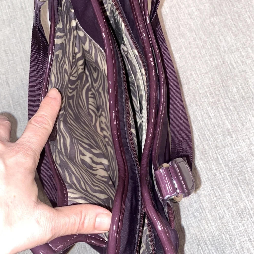 Brighton Campbell purple nylon silver studded shoulder bag. - Picture 7 of 11